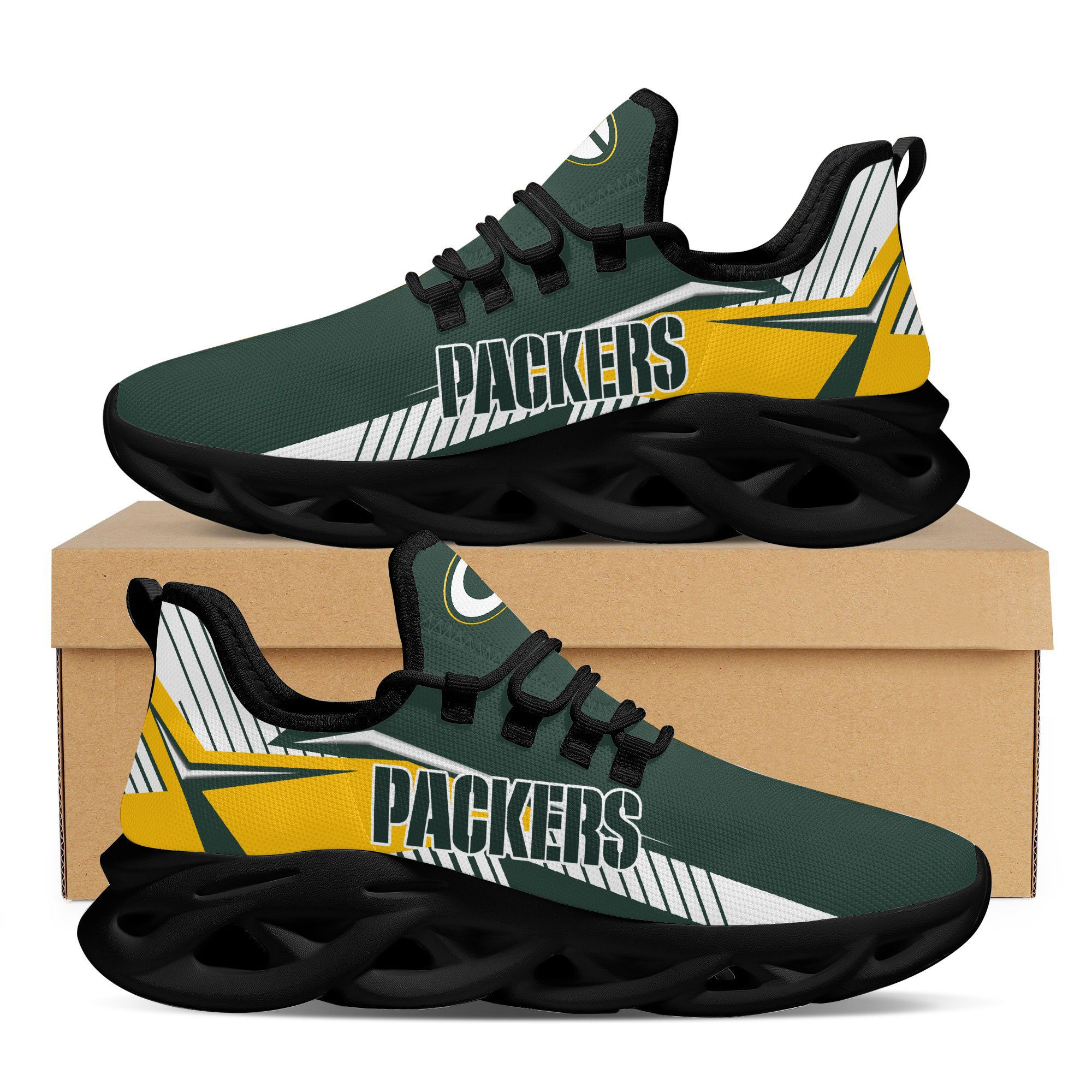 Green Bay Packers Max Soul Shoes American Football Running Sports Sneakers Shoes For Men Women Full Size