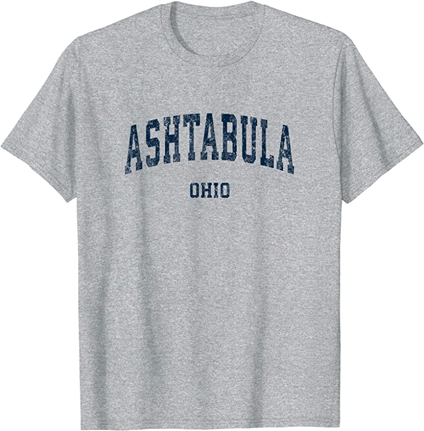 Ashtabula Ohio OH Vintage Varsity Sports Navy Design T-Shirt