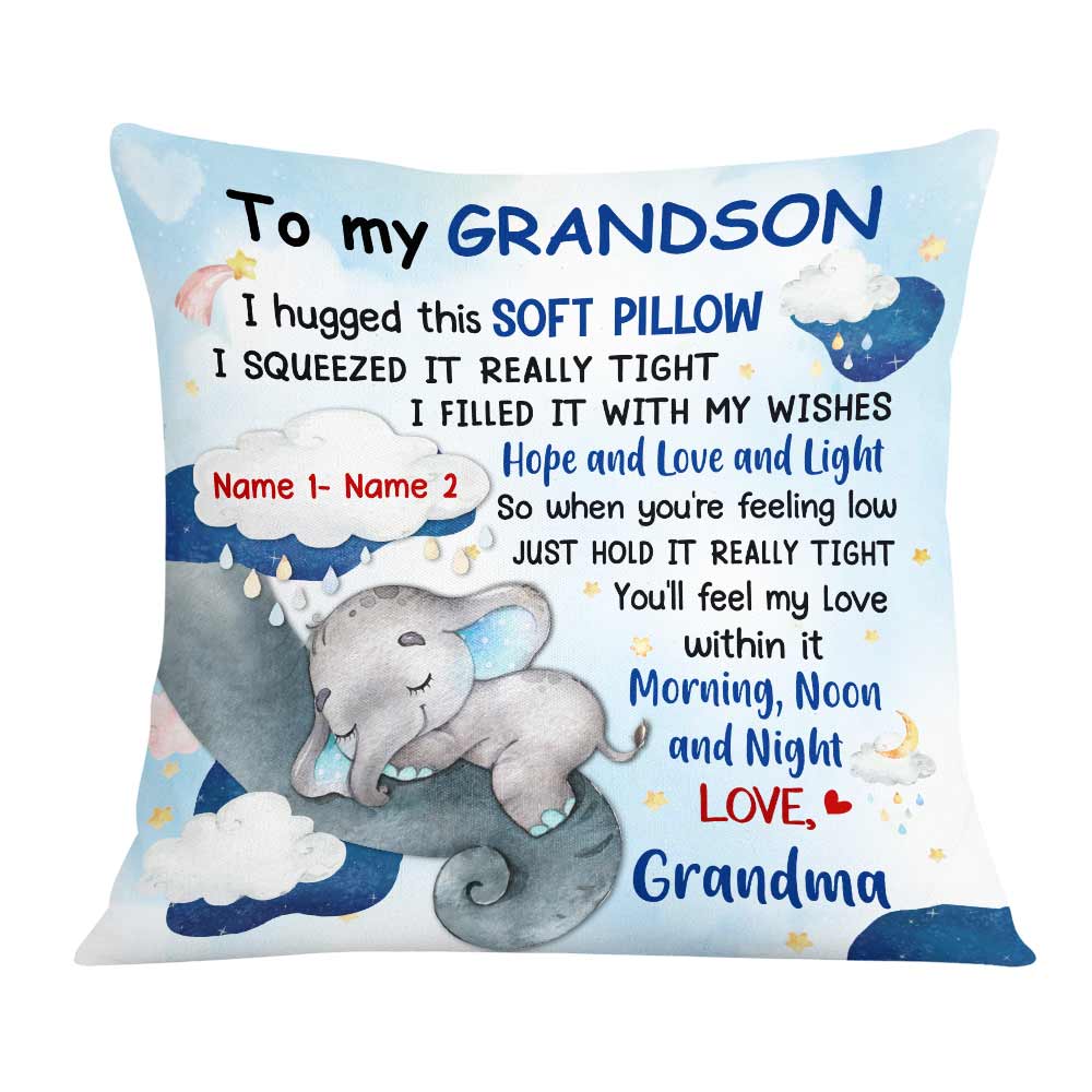 Personalized Elephant Mom Grandma To Daughter Granddaughter Son Grandson Hug This Pillow Jr105 95O57