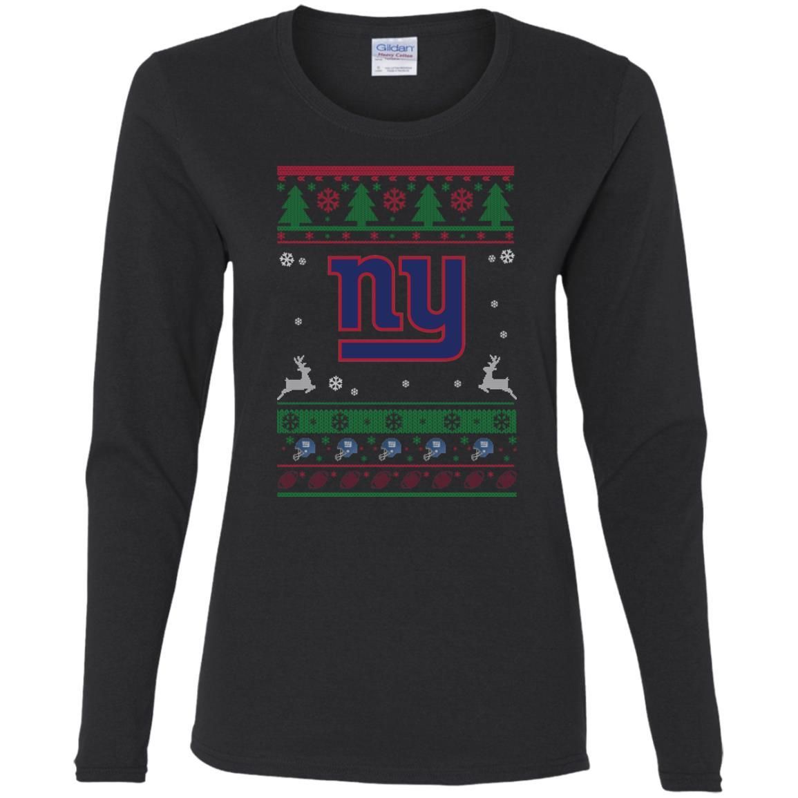 New York Giants Logo Football Teams Ugly Christmas Sweater Women Long Sleeve Shirt