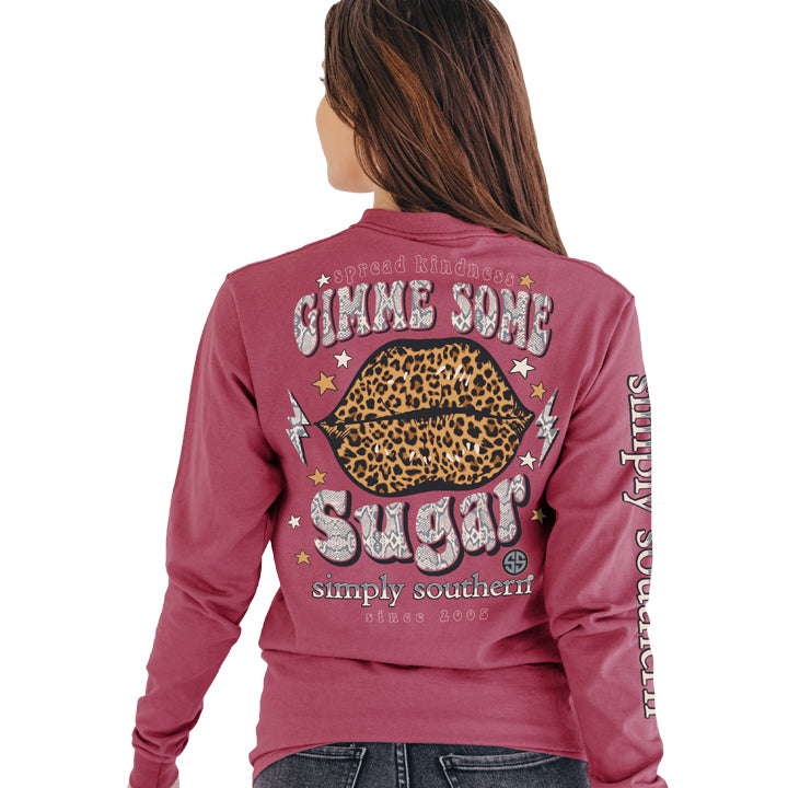 Simply Southern Preppy Sugar Leopard Lips Long Sleeve T-Shirt