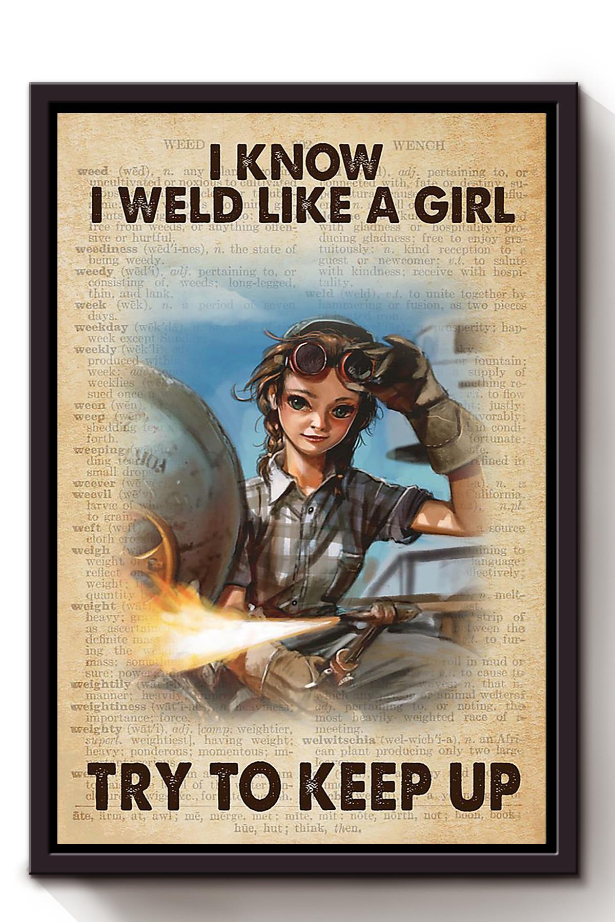 Welder Girl Girls Wall Decor Gift For International Women Day Home Decor Girlfriend Framed Canvas