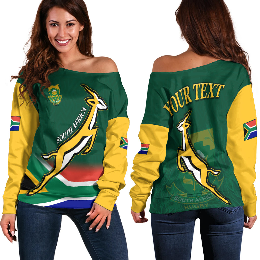 (Custom Personalised) South Africa Rugby Off Shoulder Sweater Springboks Champion Bokke African Pattern Go Bokke Lt13