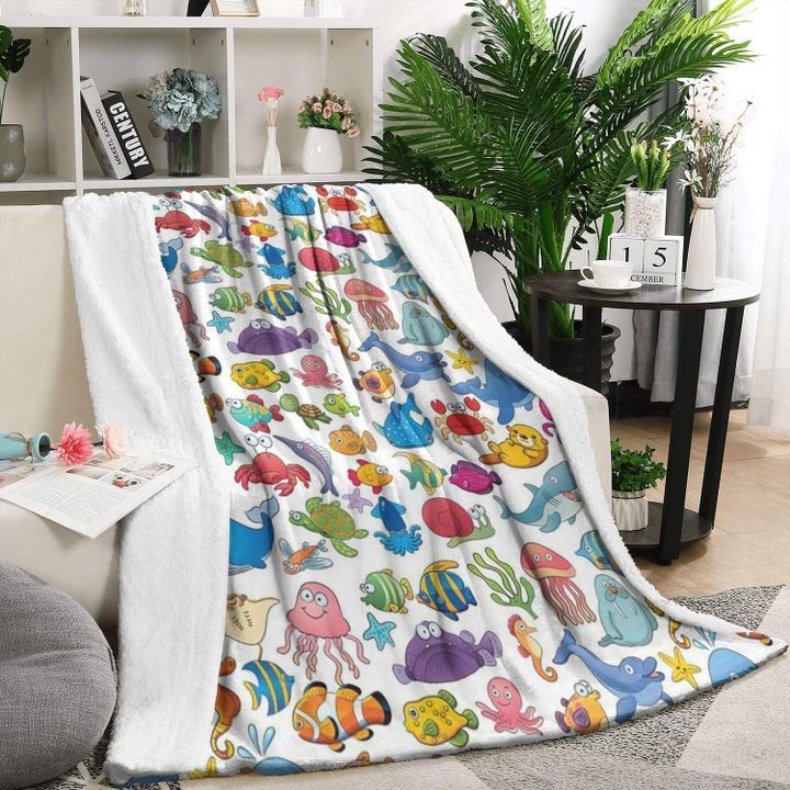 Underwater Animals Fleece Blanket IAEGLHNHHBN