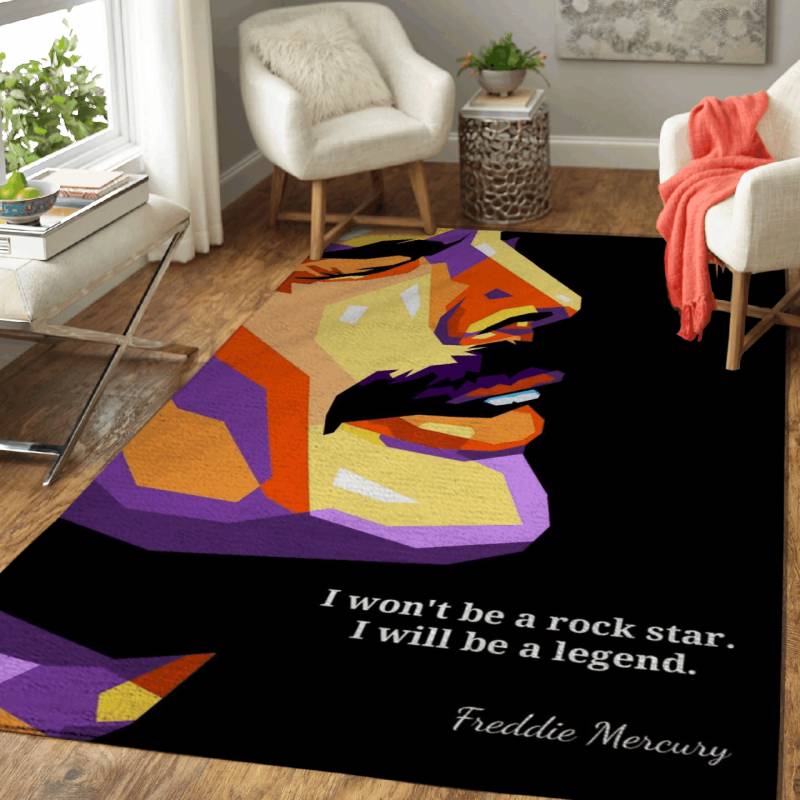 Queen Band Freddie Mercury I won’t be a rock star Area Rug