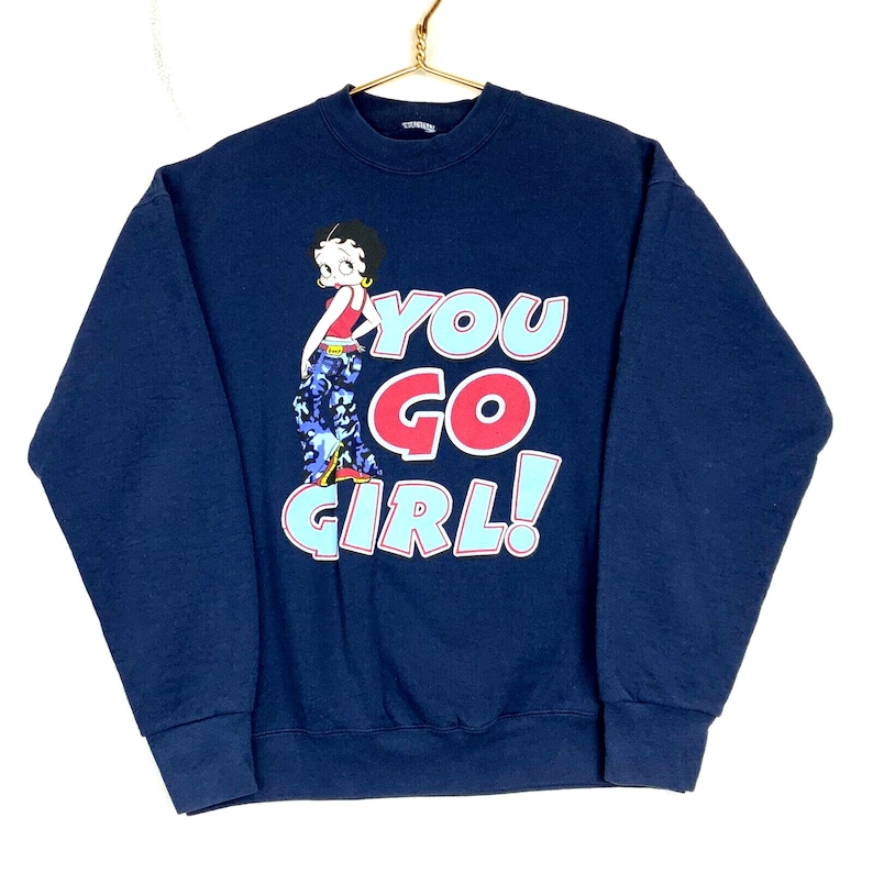 Vintage Betty Boop You Go Girl Sweatshirt Crewneck t shirt  For Men  For Women