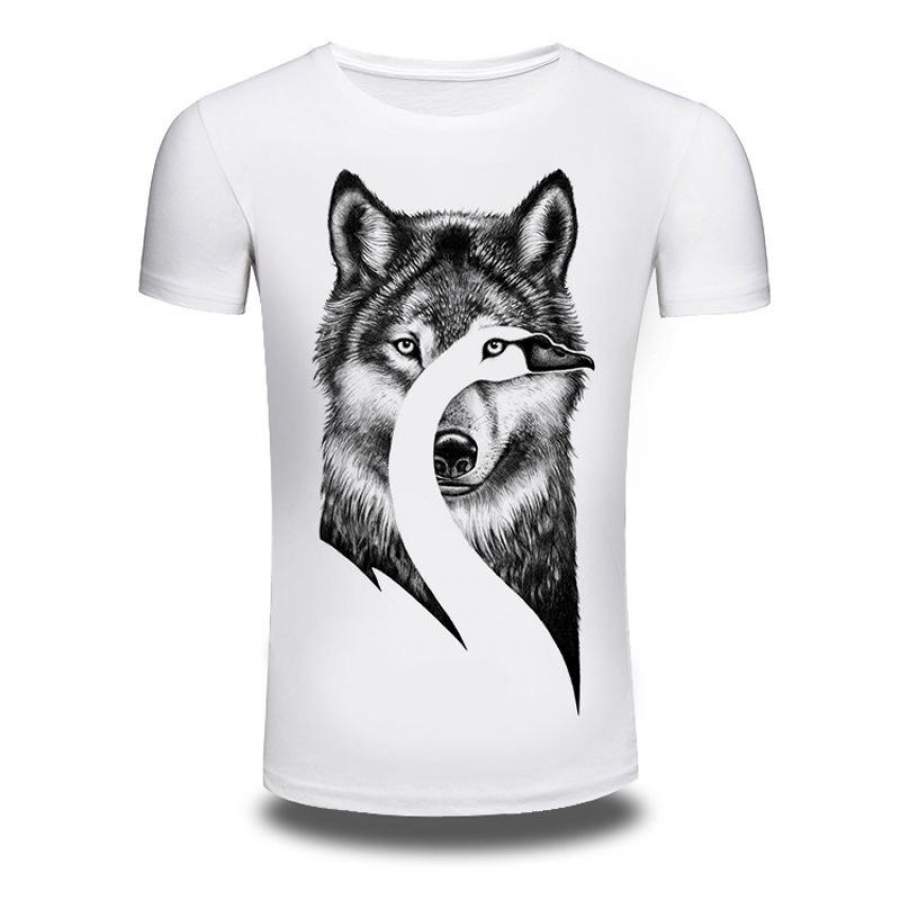 3D Men’S Short Sleeve T-Shirt Printing Fashion Creative Personality T-Shirt Wolf Goose