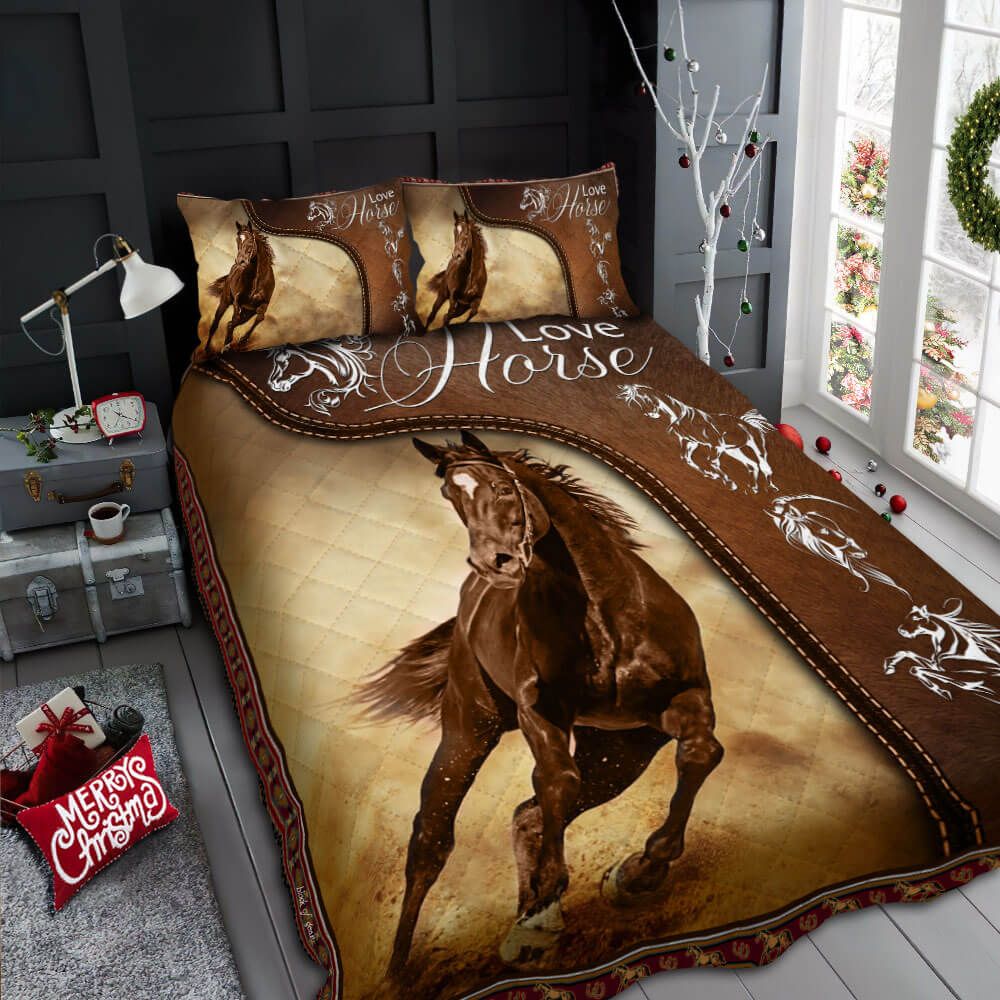 Love Horse Quilt Bed Set Horse Gift Gifts For Horse Lovers Horse Decoration Horse Gifts For Girls Livingmall
