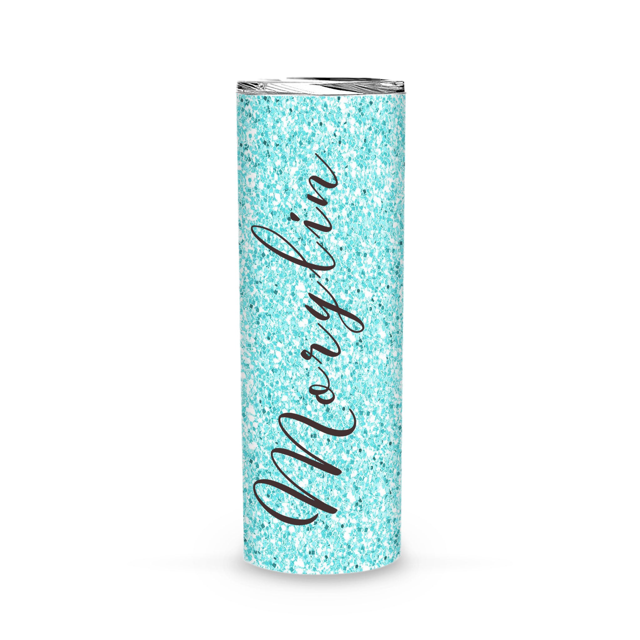 Blue Glitter Personalized 20Oz Skinny Tumbler, Birthday Gift, Gift For Daughter, Gift For Son, Gift For Her – Skinny Tumbler