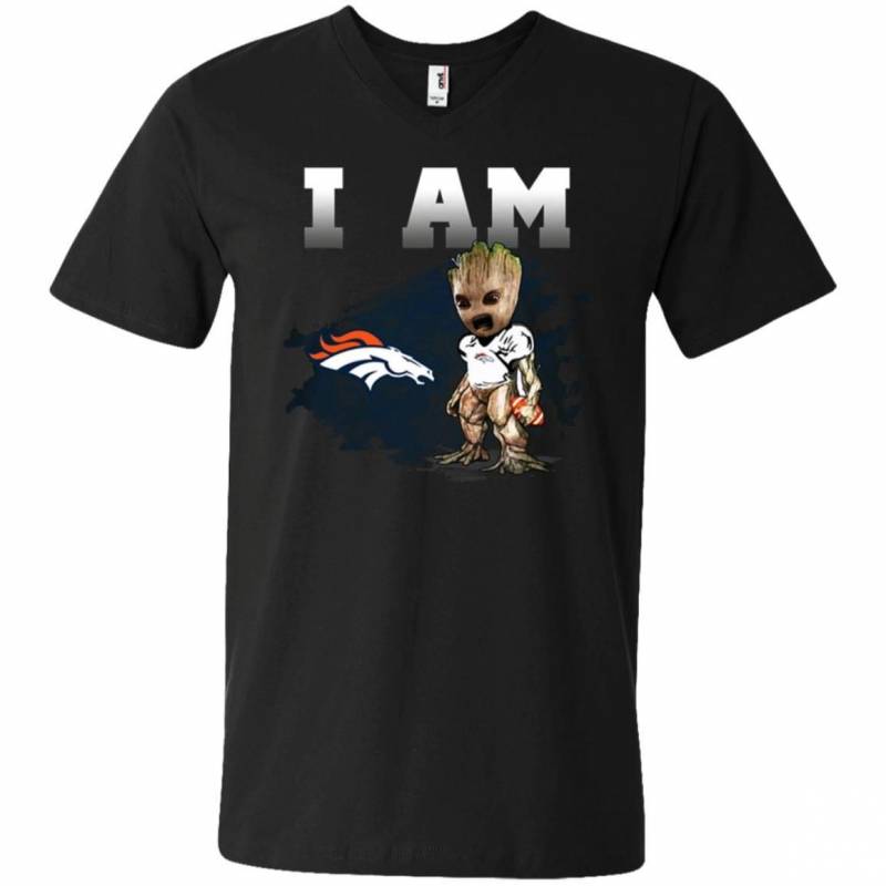 Denver Broncos I Am Groot Men V Neck T Shirt