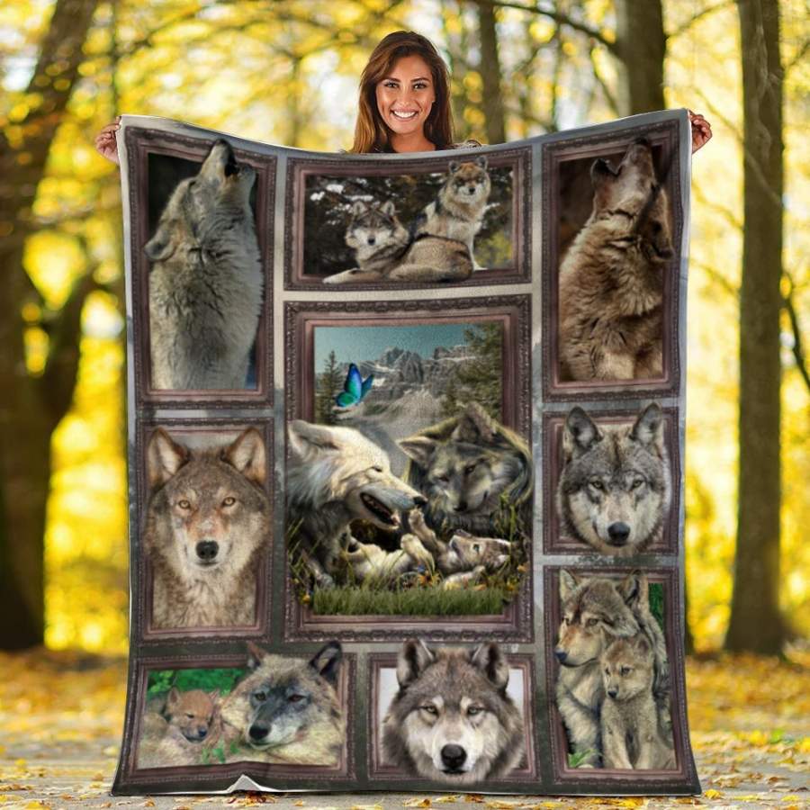 3D Grey Wolf Wild Animals Blanket – Custom Blanket / Personalized Blankets / Photo Blanket – Fleece Blanket / Sherpa Blanket