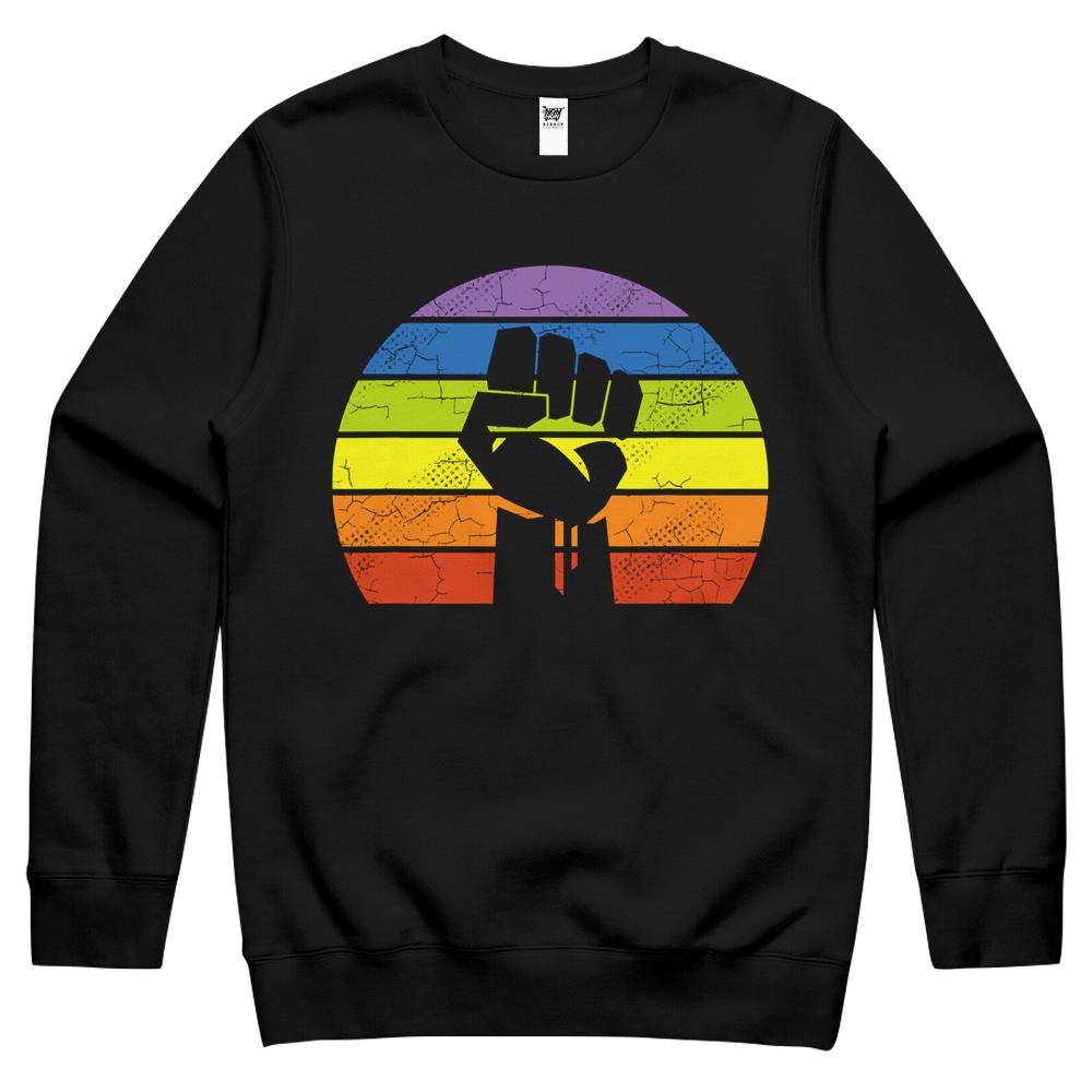 Lgbt Pride Flag Fist Retro Blm Vintage Black Lives Matter Crewneck Sweatshirt