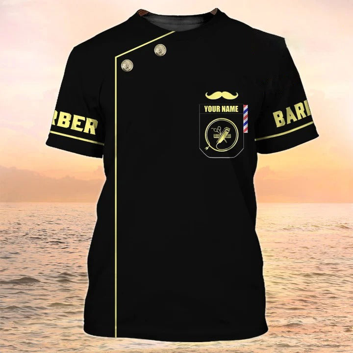 Personalized 3D Black Shirt For Barber Men Women, Barber Shop Uniform