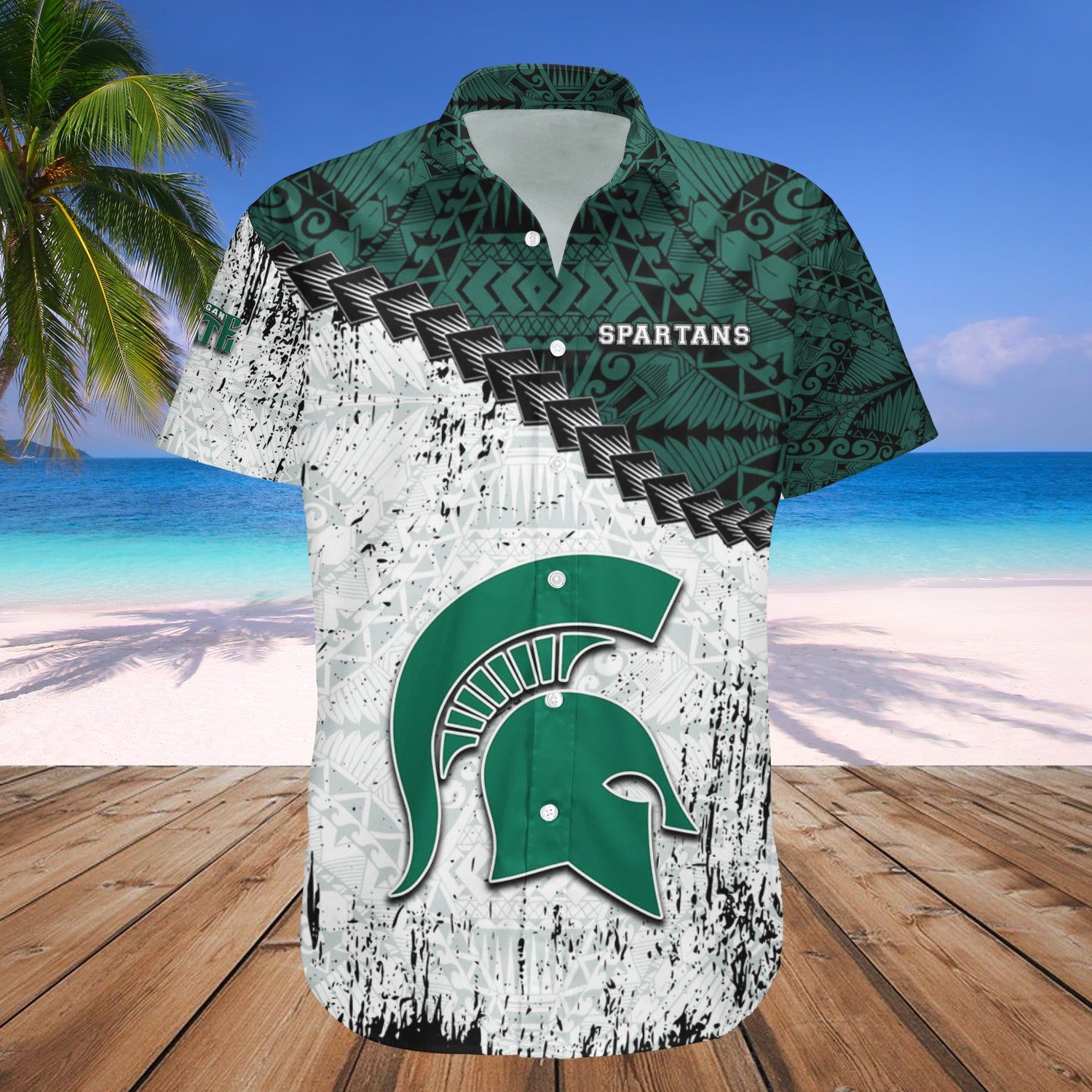 Michigan State Spartans Hawaii Shirt Grunge Polynesian Tattoo – NCCA