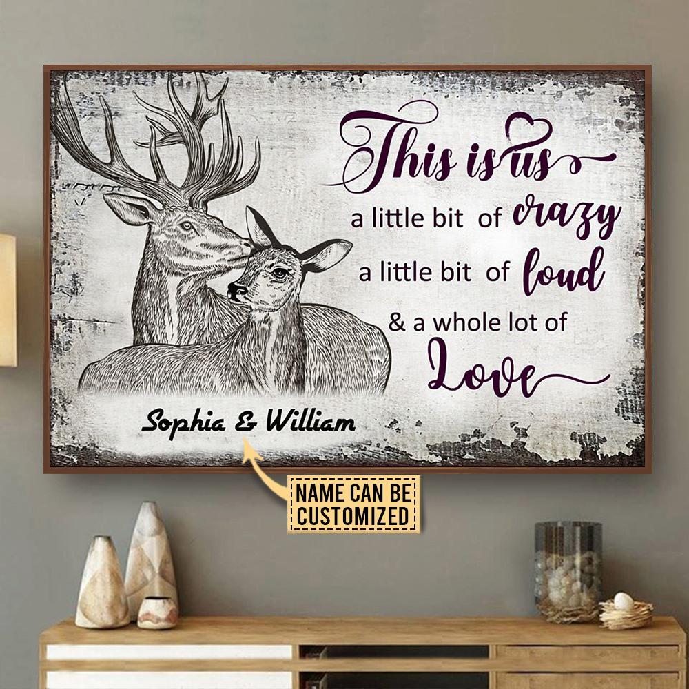 Aeticon Gifts Personalized Deer Sketch A Little Bit Canvas Mom Dad Gift Home Decor