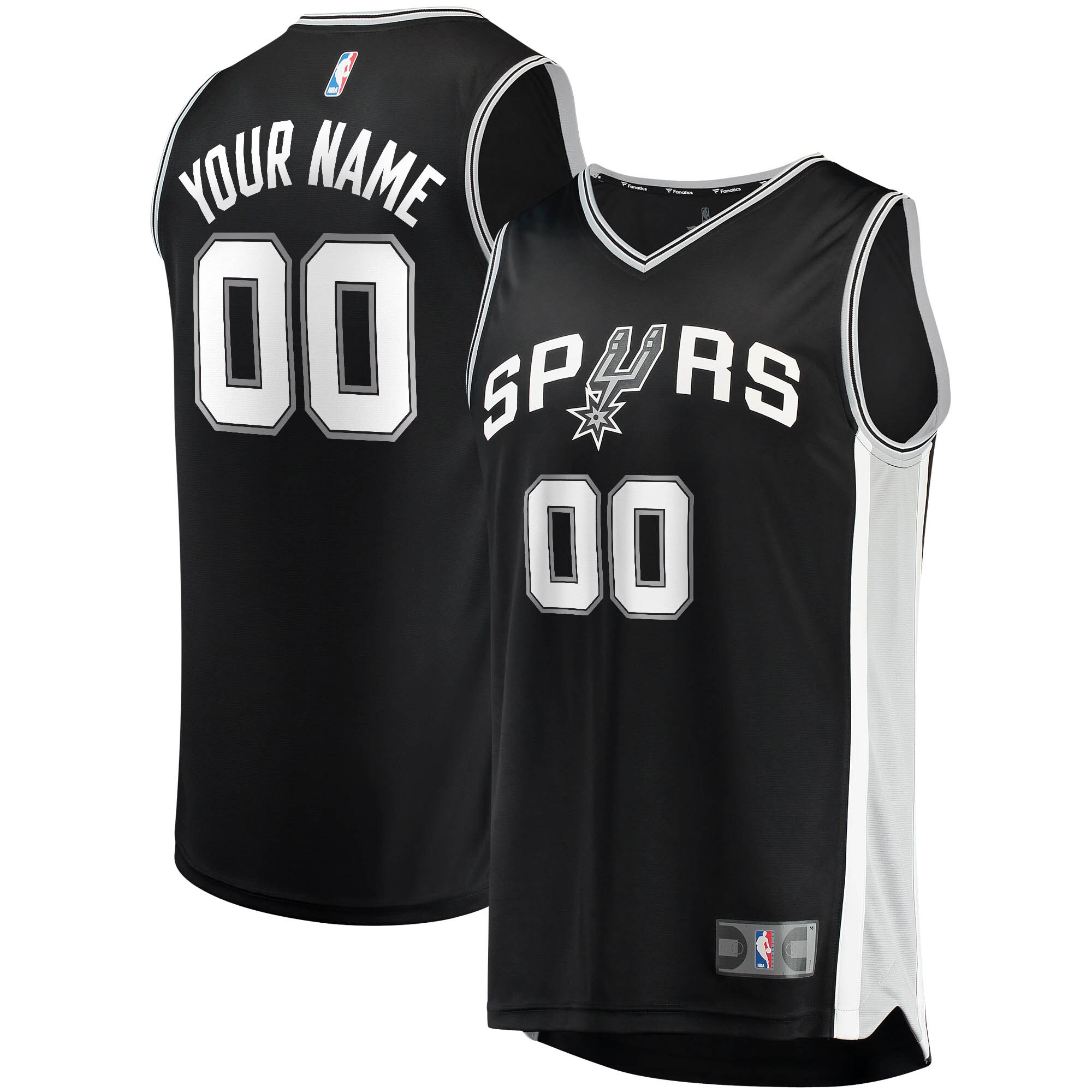 San Antonio Spurs Youth Fast Break Custom Jersey Black – Icon Edition