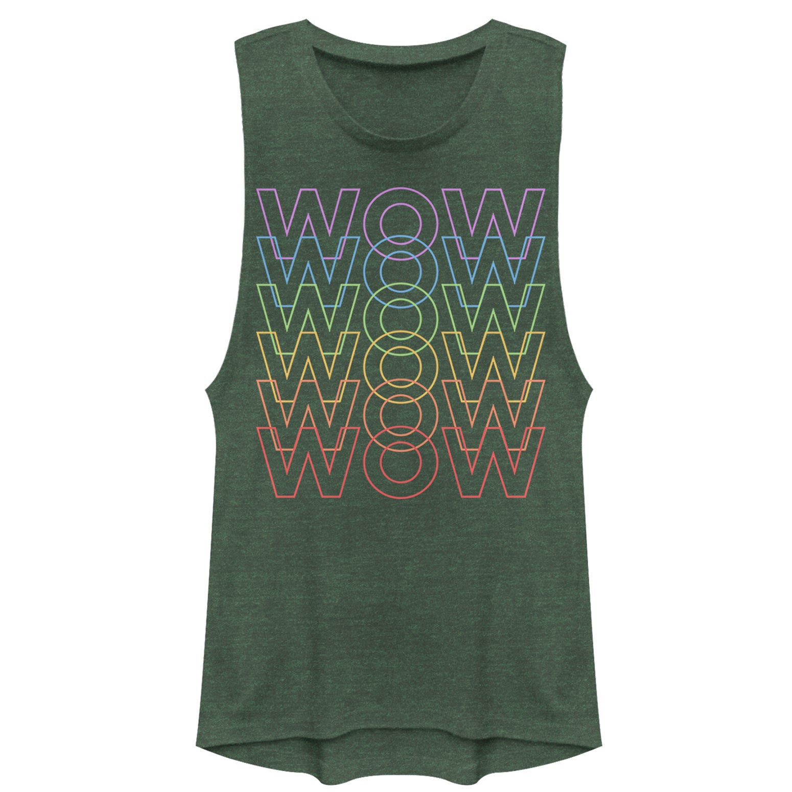 Chin Up Junior’S Wow Rainbow Text  Festival Muscle Tee