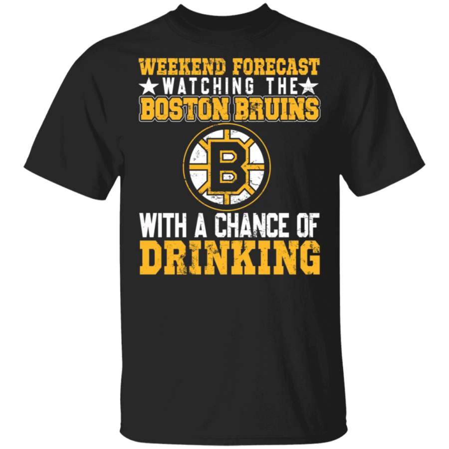 Drinking Football Shirt Vintage Weekend Forecast Watching The Boston Bruins Drinking Funny Football Drinking Gifts T-Shirt