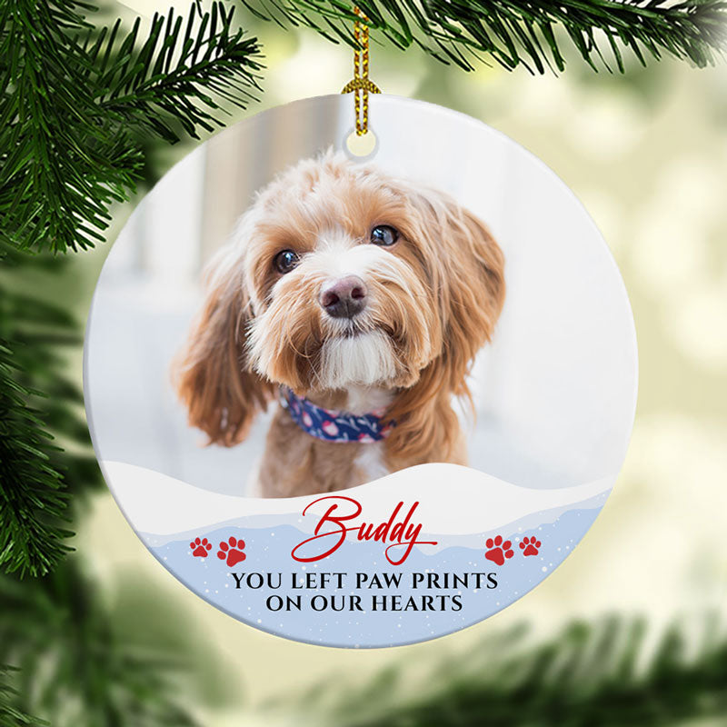 You Left Paw Print, Personalized Christmas Ornaments, Custom Photo Gift, Gift For Dog Lovers, Cat Lovers