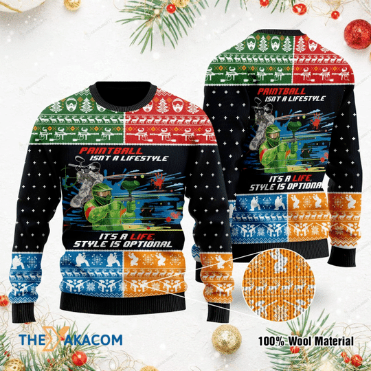 Merry Xmas Paintball Isn’T A Lifestyle It’S Life And Style Is Optional Gift For Christmas Party Ugly Christmas Sweater