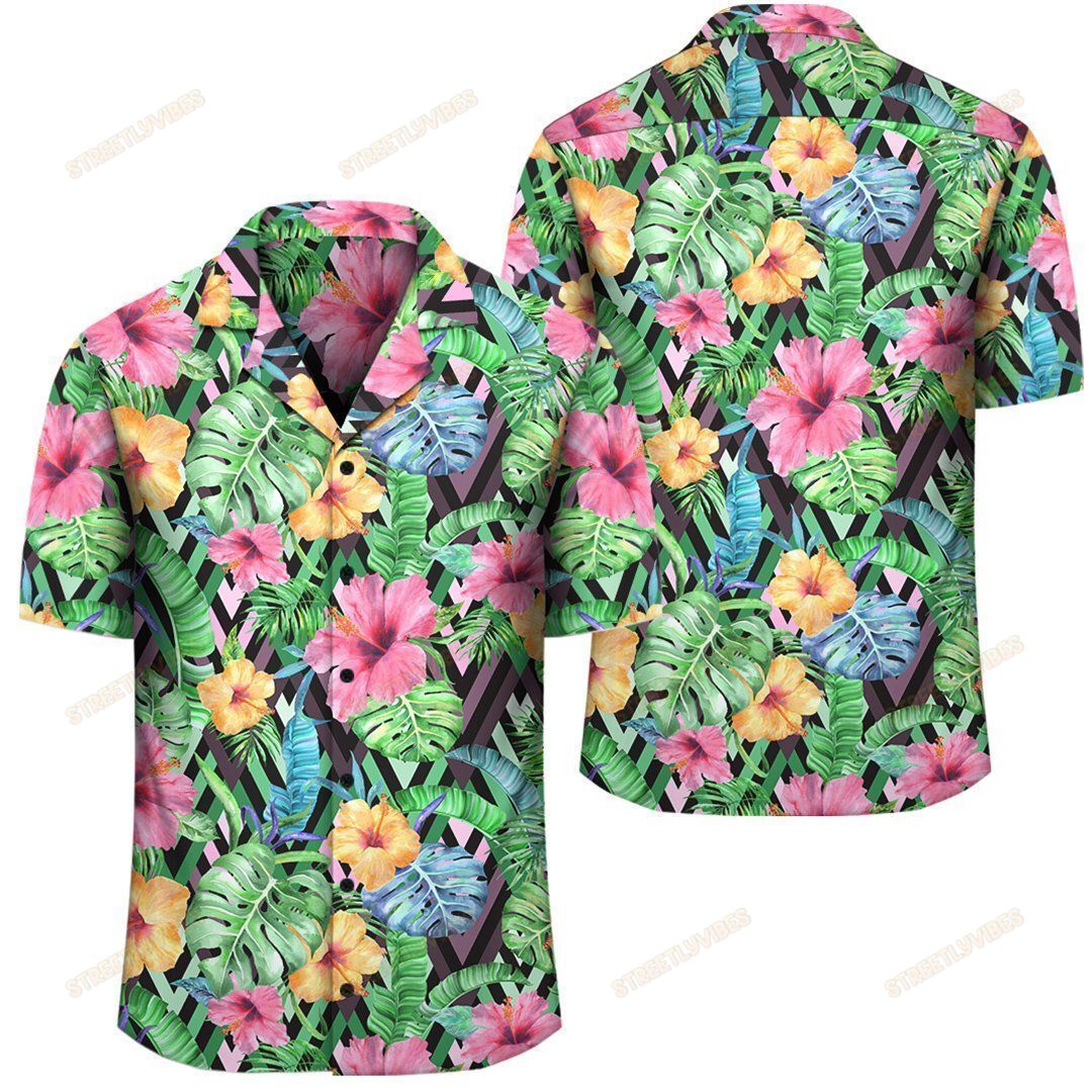 Tropical Hibiscus Banana Leaves Hawaiian Shirt Ha39698