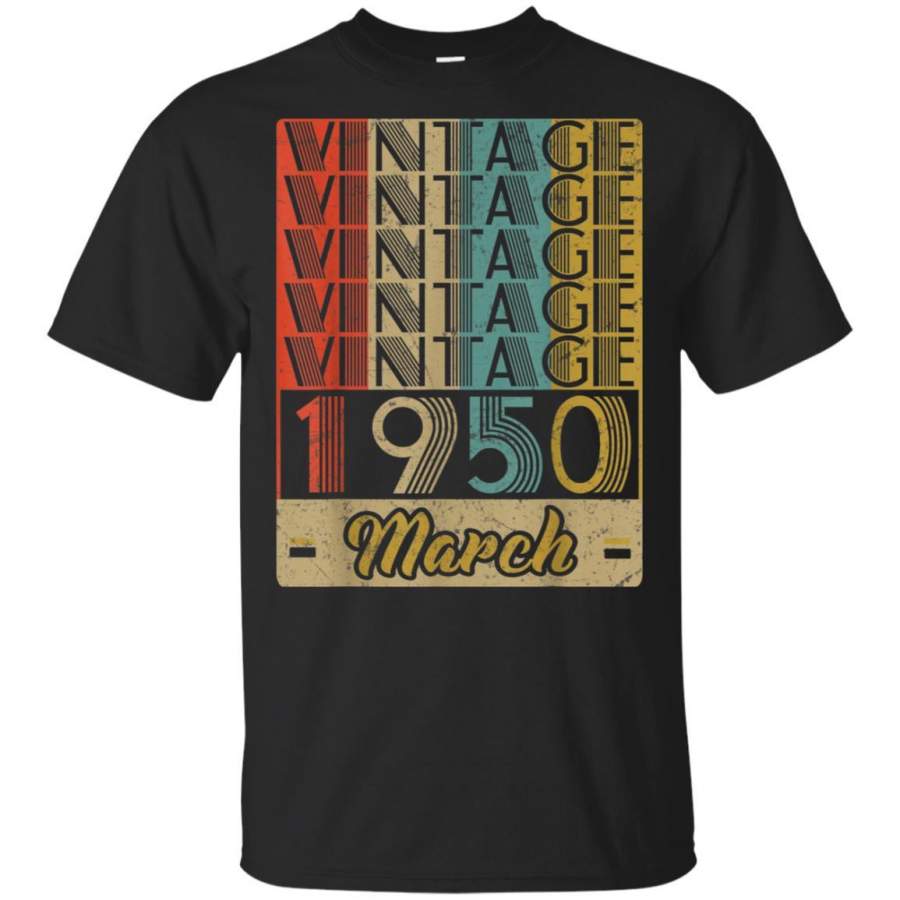 Vintage March 1950 69th Birthday Gift Age Retro T-Shirt