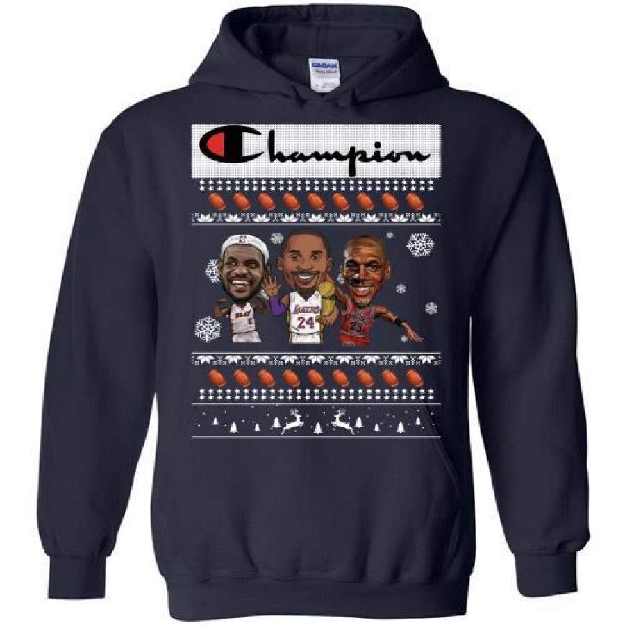 Official Champion Lebron James Kobe Bryant Michael Jordan Christmas Hoodie