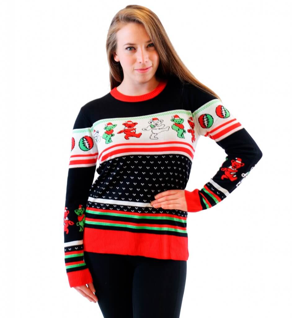 Women’S Grateful Dead Dancing Bears Tacky Ugly Christmas Sweater