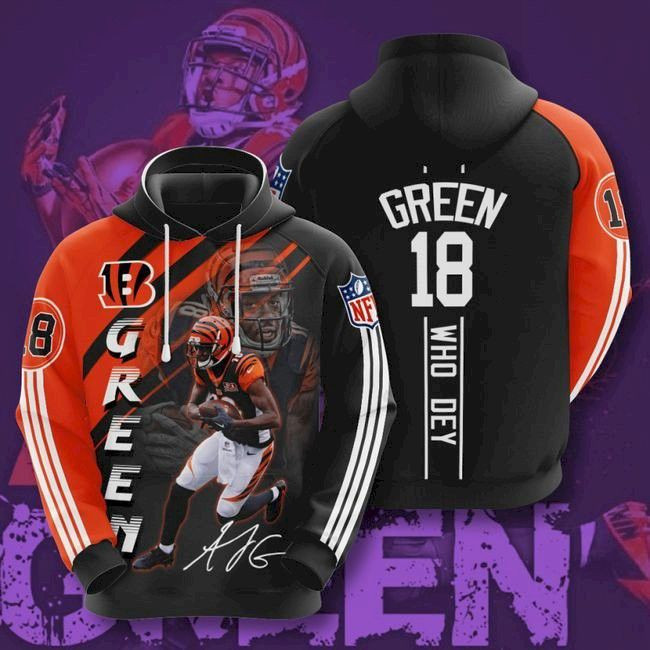 Cincinnati Bengals 18 A.J. Green 4 Unisex 3D Hoodie Gift For Fans