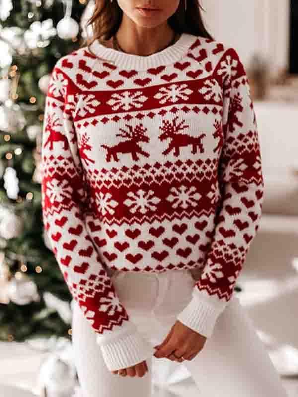 Ugly Christmas Reindeer Snowflake Pullover Sweater