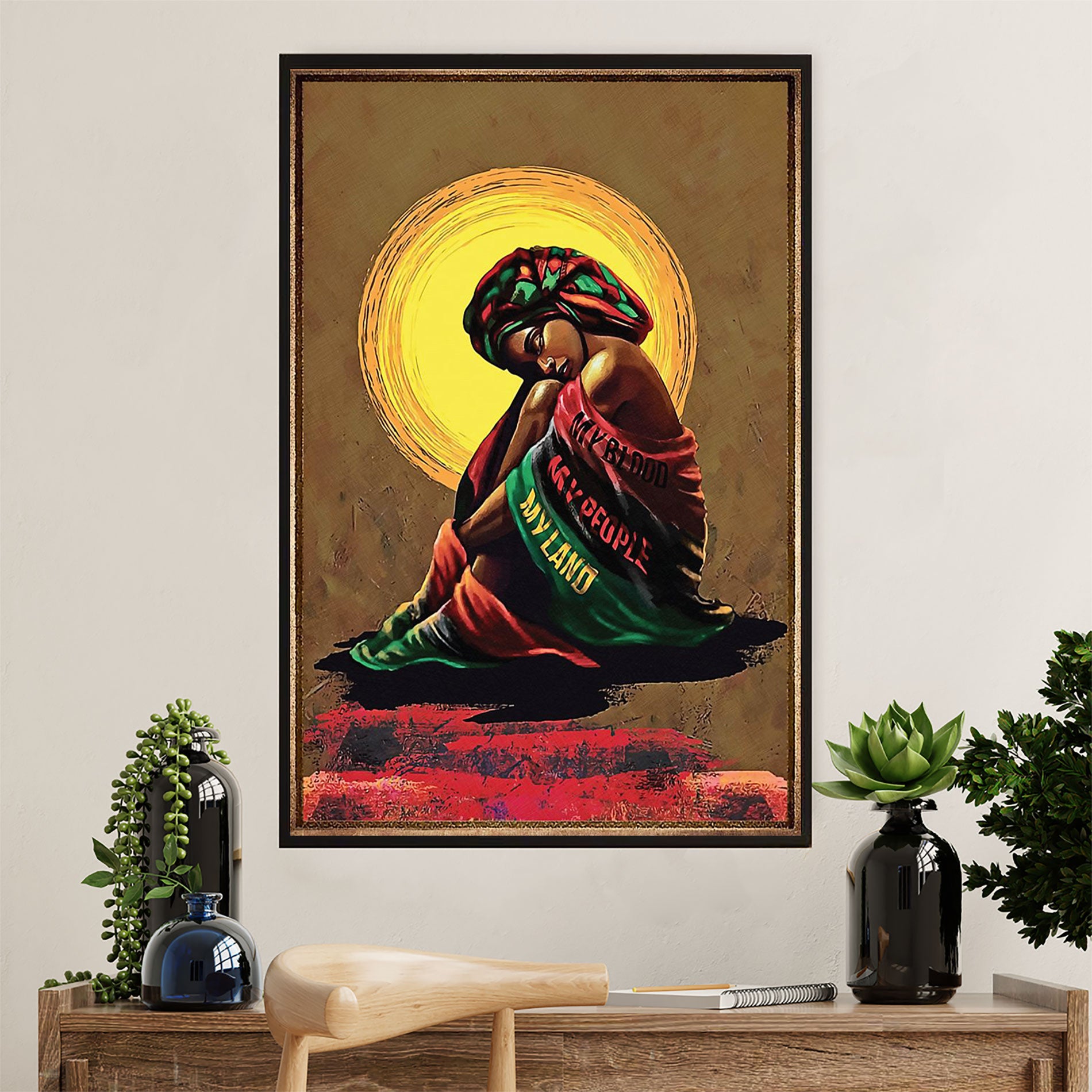 African American Afro Poster Prints | My Blood My People | Wall Art Gift For Black Girl