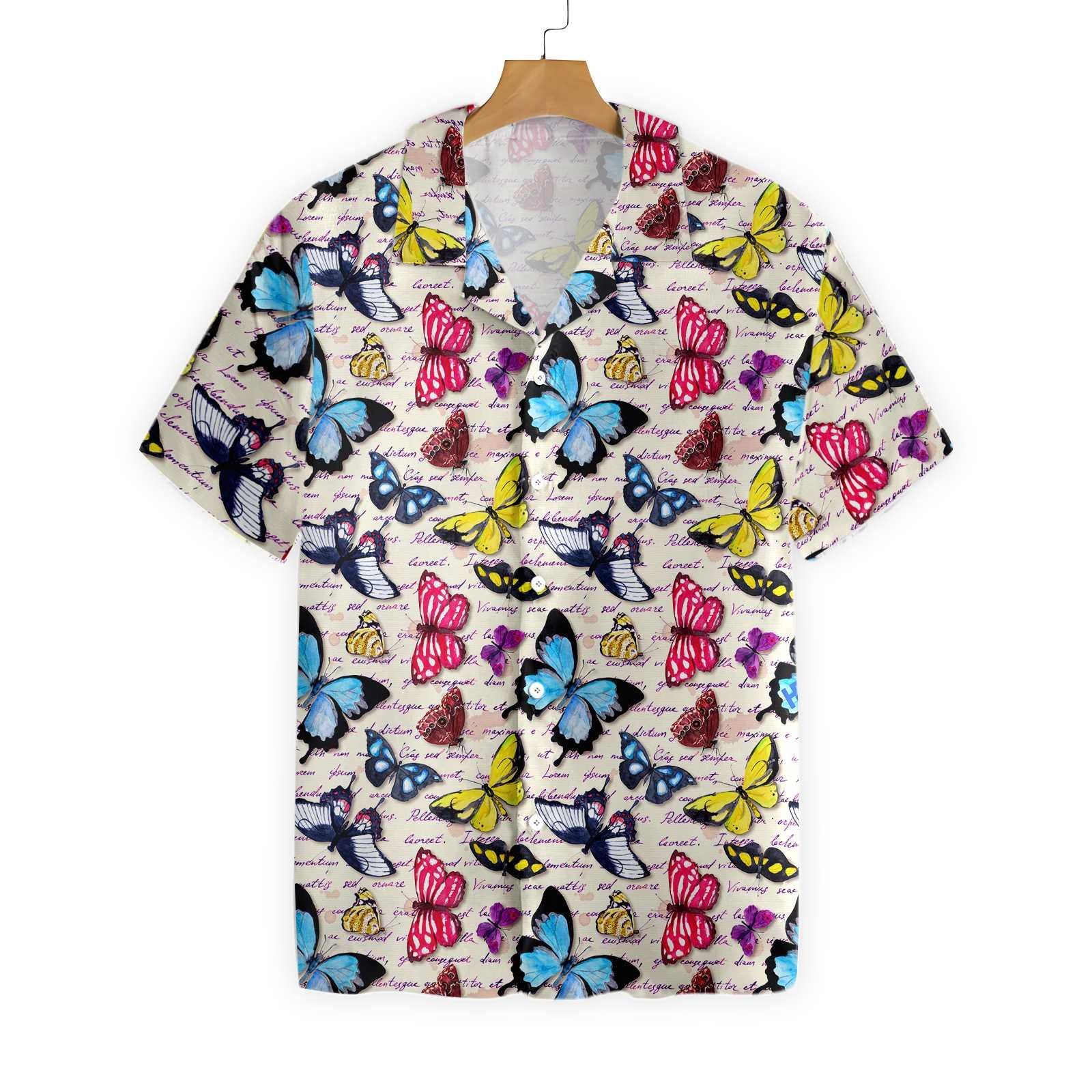 Vintage Exotic Butterflies Hawaii Shirt Ha50147