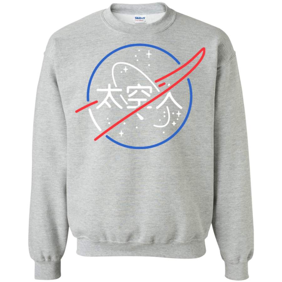 AGR NASA Aesthetic Japanese Neon Logo Crewneck Pullover Sweatshirt