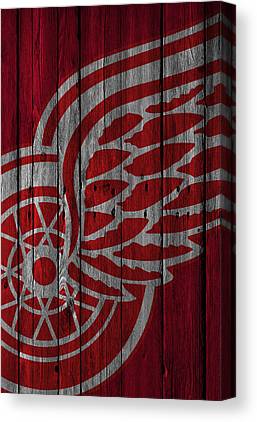 Detroit Red Wings Wood Fence Joe Hamilton Canvas Print