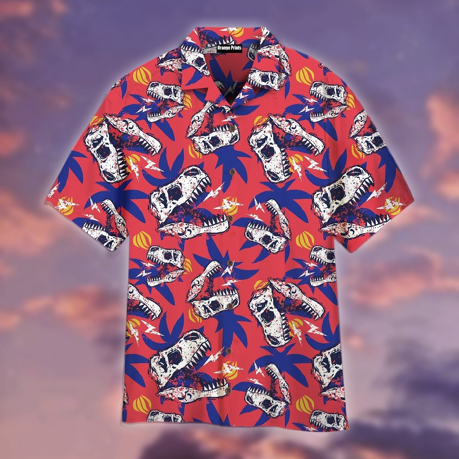 A Dinosaurs Skull With Palm Tree Tropical Aloha Hawaii Shirts For Men Women Ha71147