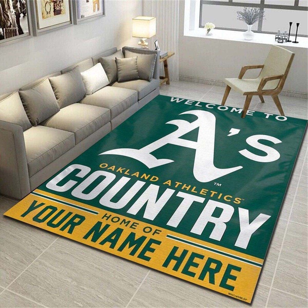 Oakland Athletics Personalized Rug, Team Living Room Carpet, Customized Man Cave Floor Mat