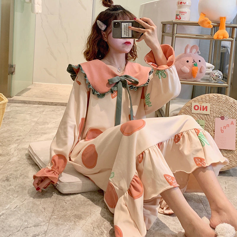 Women Nightgowns Cute Printed Sleepshirts Kawaii Turn Down Collar Sleepwear Short Sleeve Basic Stylish Loose Homewear Pregnant alx