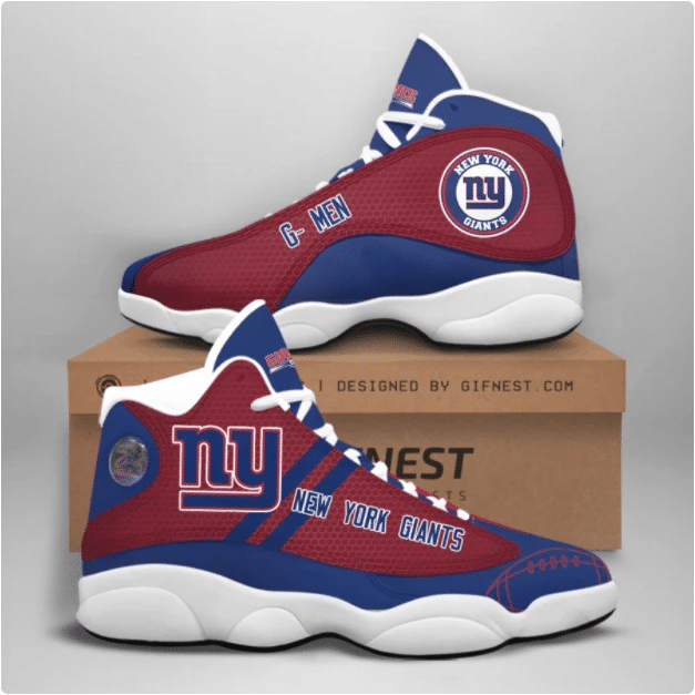 New York Giants Logo Blue Red Air Jordan 13 Printing Shoes Sneaker