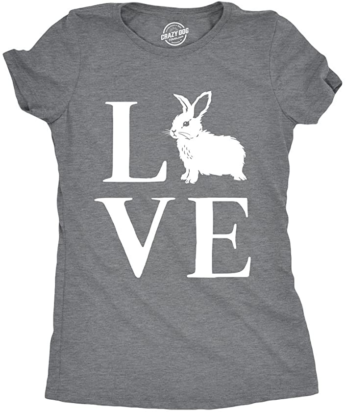 Womens Love Bunny Tshirt Cute Adorable Easter Sunday Rabbit Tee for Ladies