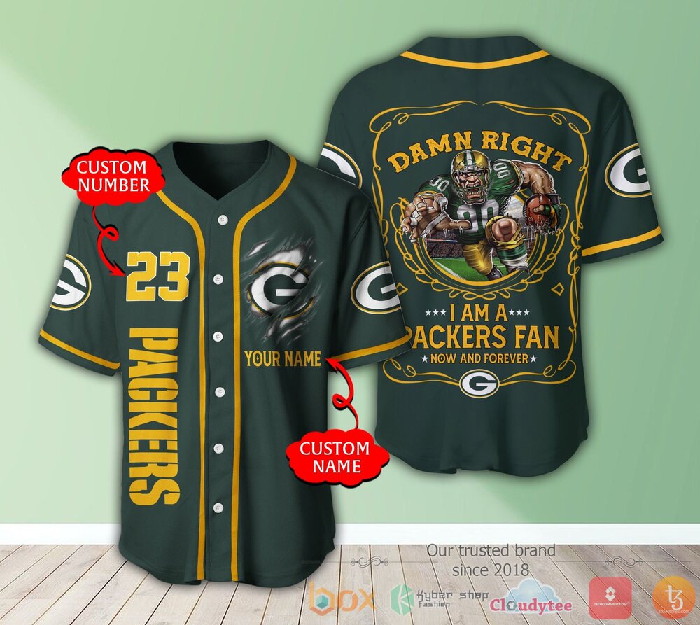 New National Football League Green Bay Packers Personalized Baseball Jersey Shirt