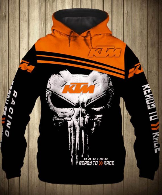 Racing Gift Skull Gift Ktm Racing Ready To Race Hoodie Nhd