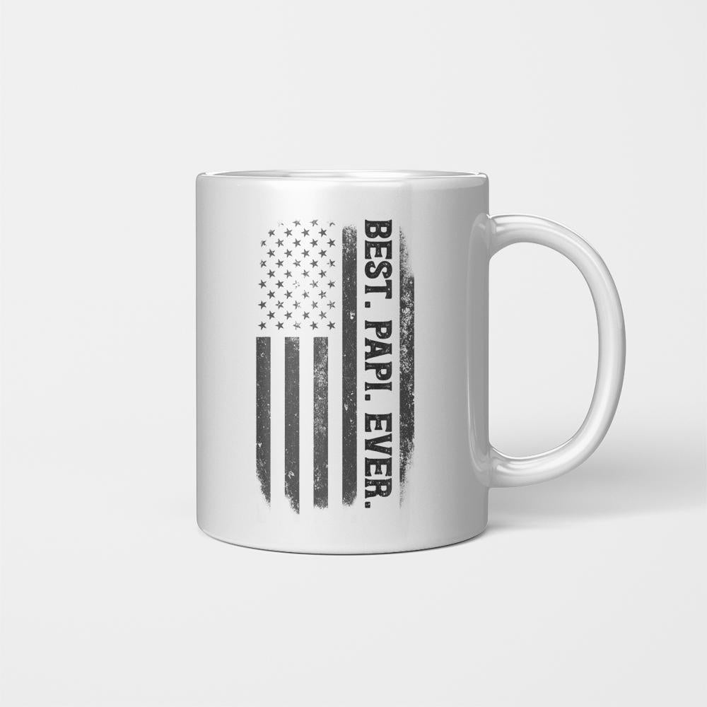 Best Papi Ever Vintage American Flag Father’s Day Ceramic Mug White 11oz 15oz