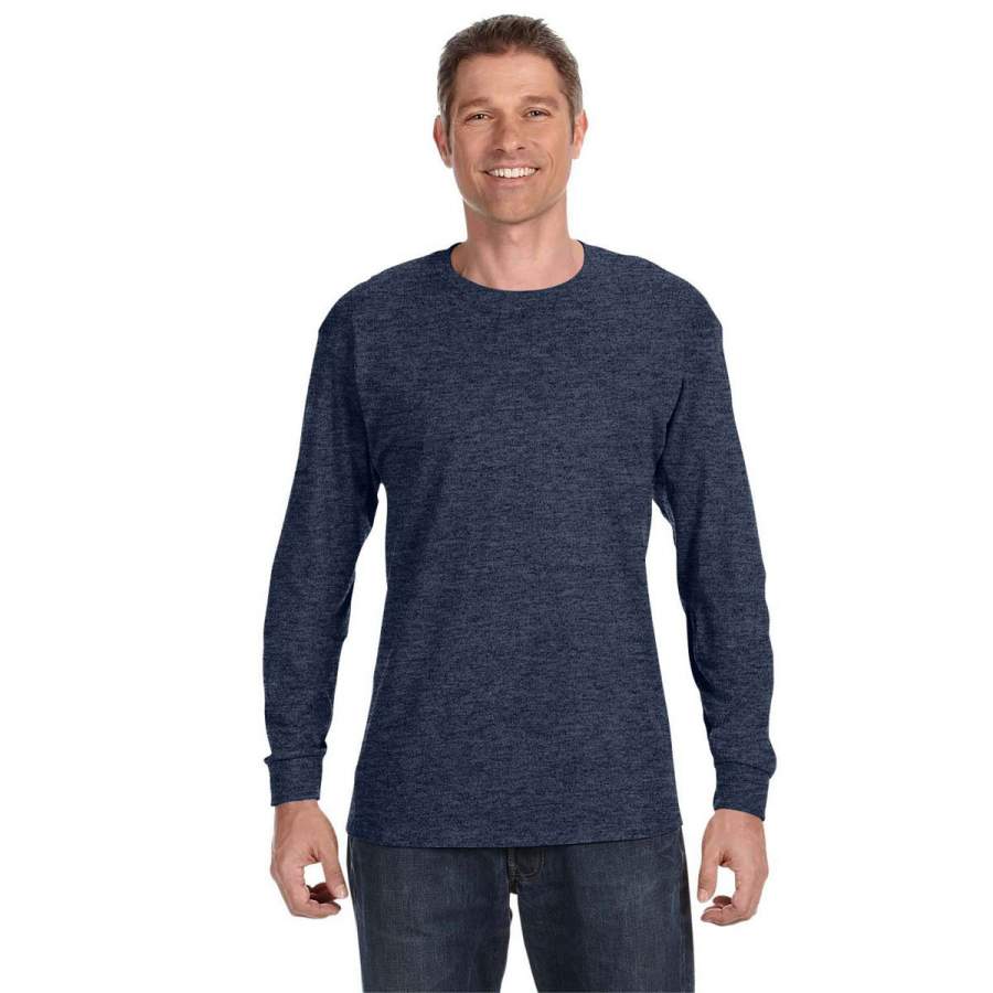 Jerzees Men’s Vintage Heather Navy 5.6 Oz Dri-Power Active Long-Sleeve T-Shirt