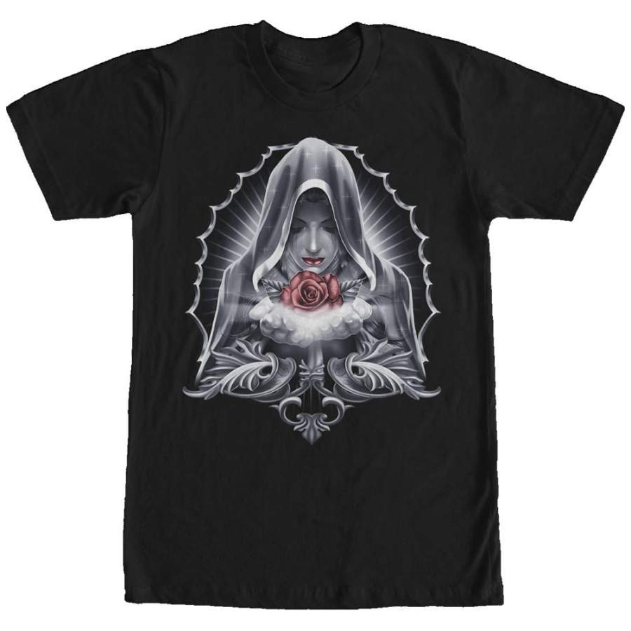 Aztlan Men’s Virgin Mary Rose  T Shirt Black S