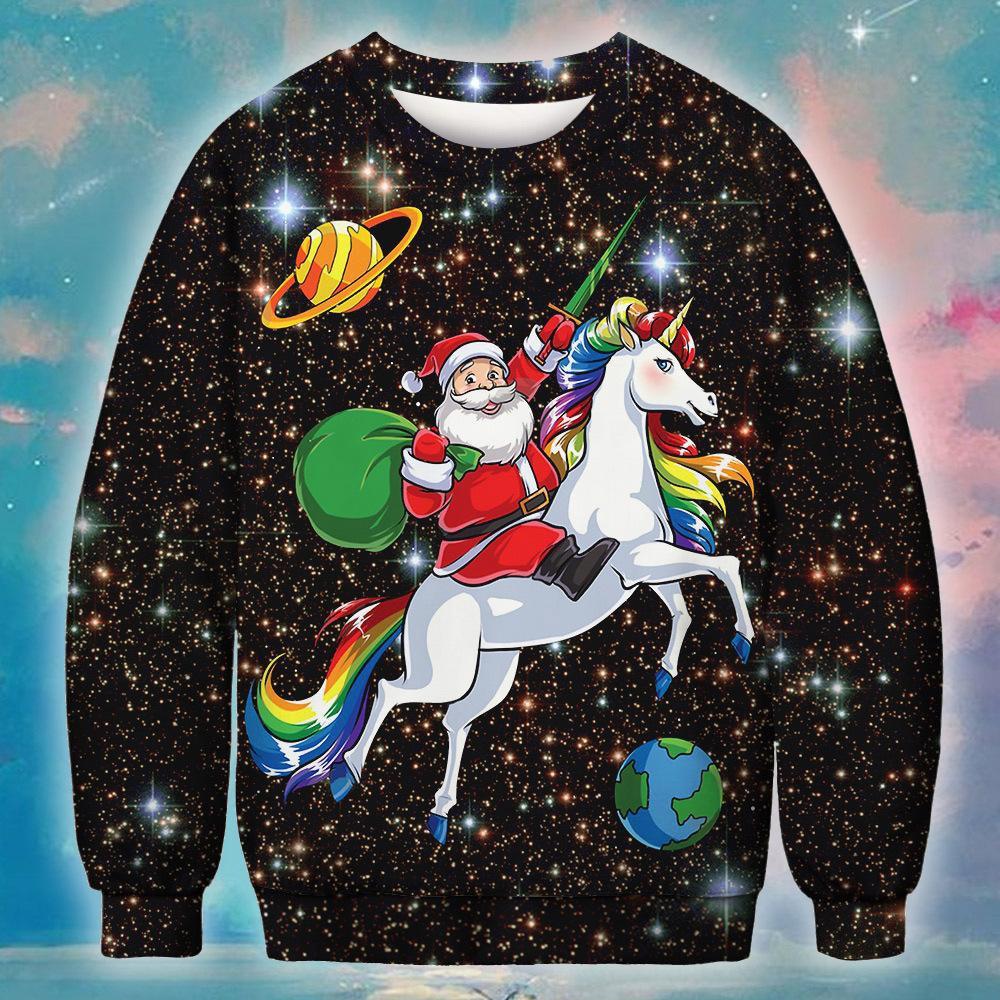 Santa Unicorn Ugly Christmas Sweater | For Men & Women | Adult | Us6266