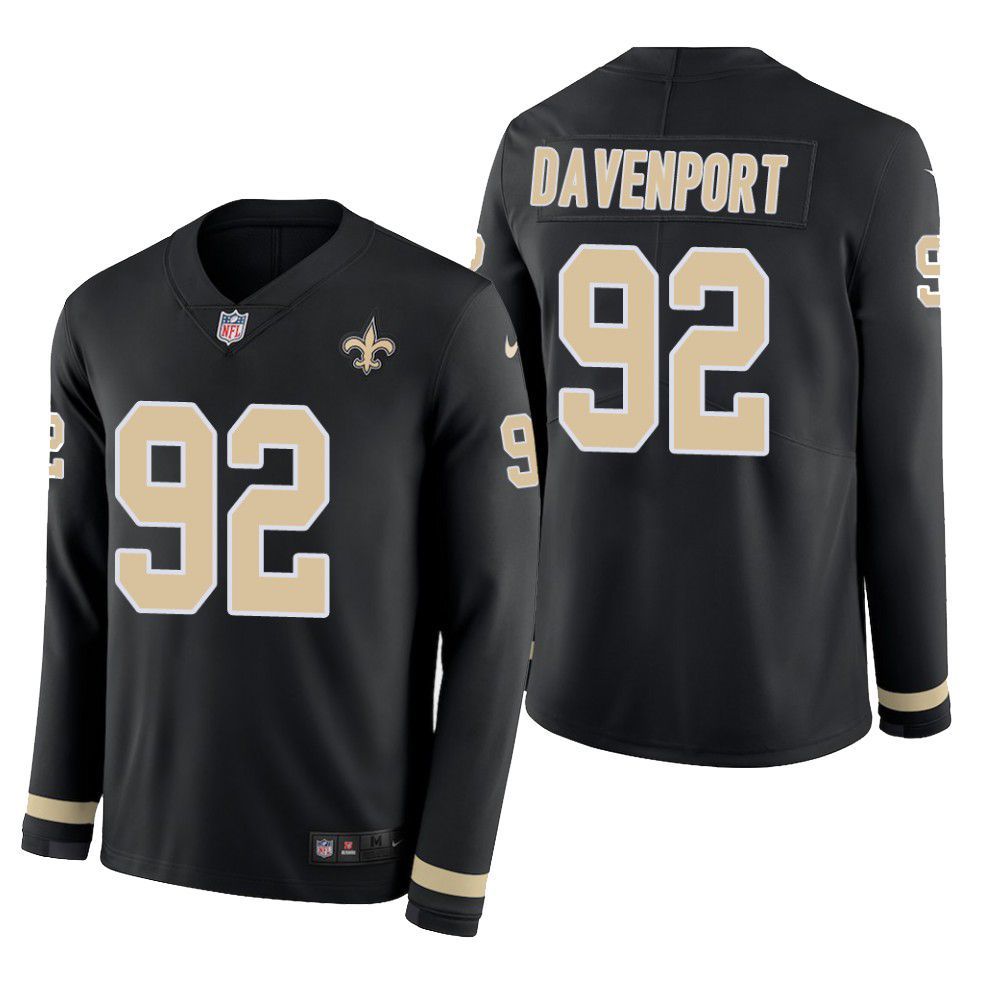 New Orleans Saints Marcus Davenport Therma Long Sleeve Mens Jersey Black