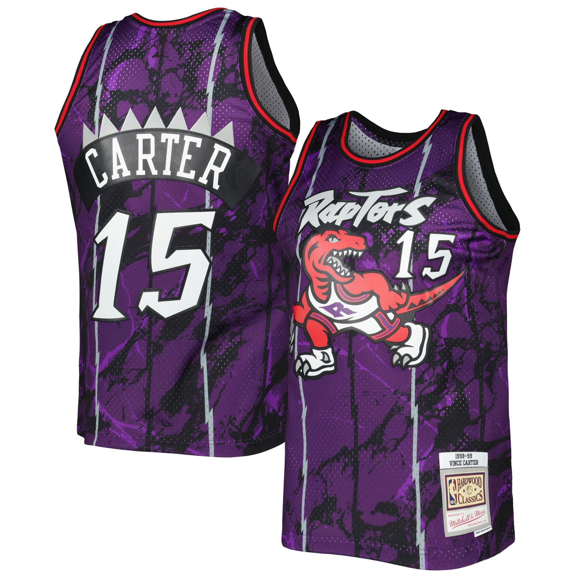 Vince Carter Toronto Raptors Mitchell & Ness 1998-99 Hardwood Classics Marble Swingman Jersey – Purple NBA