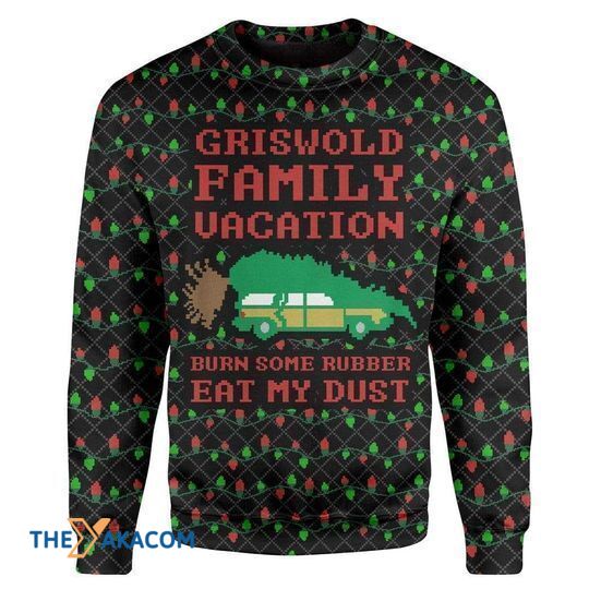 Merry Xmas Griswold Family Vacation Burn Some Rubber Eat My Dust Gift For Christmas Party Ugly Christmas Sweater 2023