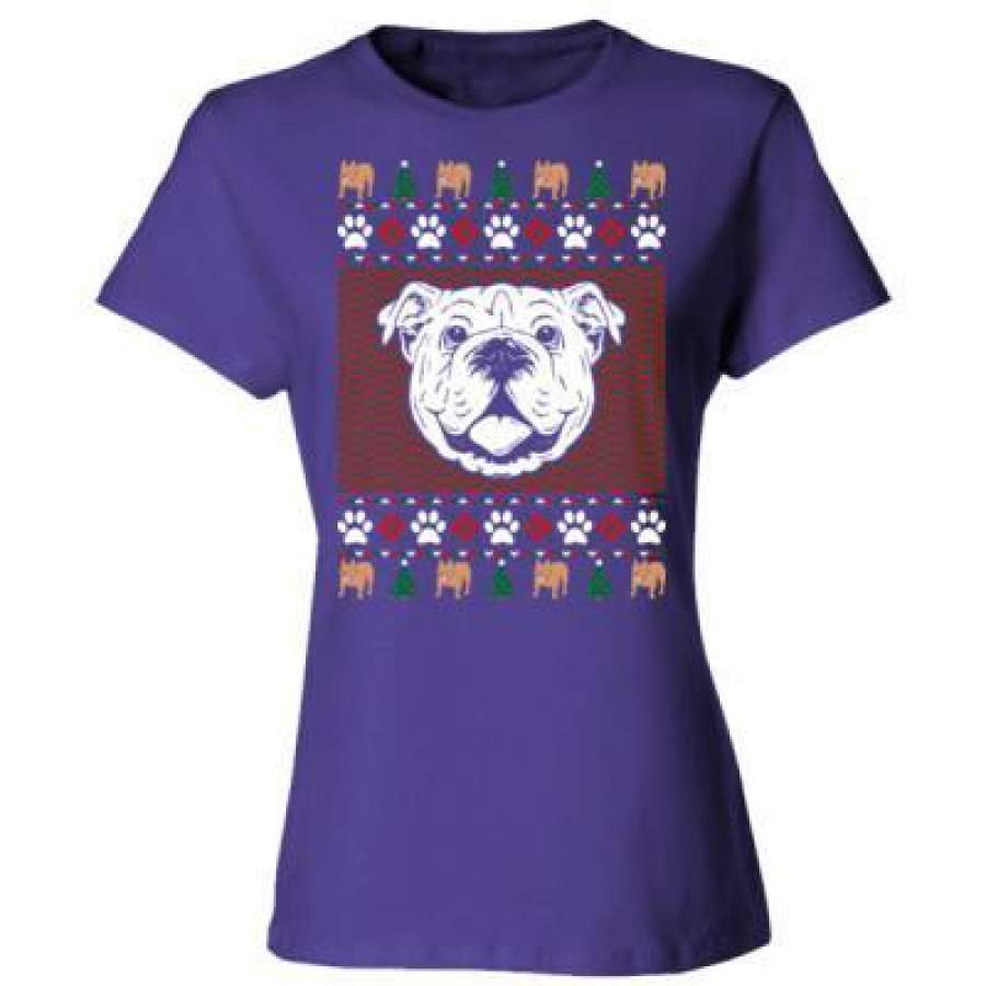 AGR Bulldog Ugly Christmas Sweater – Ladies’ Cotton T-Shirt