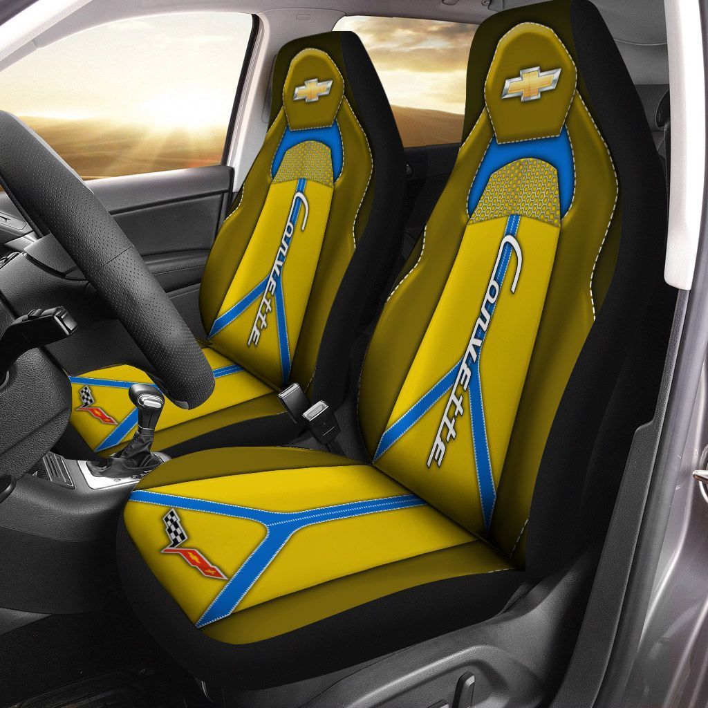 Chevrolet Corvette Tin-Ht Car Seat Cover (Set Of 2) Ver 3 (Yellow)